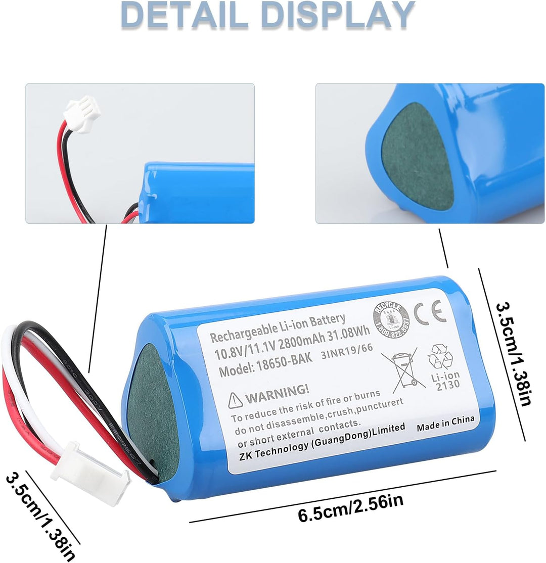 11,1 V, 2800 mAh, 31,08 Wh, Ersatz-Li-Ionen-Akku, kompatibel mit Ecovacs D36A, D36B, D36C, D36E, DA6