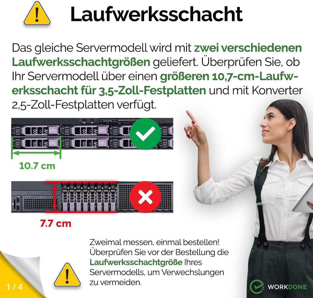 WORKDONE 6er-Pack - 3,5" Festplatten-Caddy m. 2,5"-Festplattenadapter - Kompatibel für Dell PowerEdg