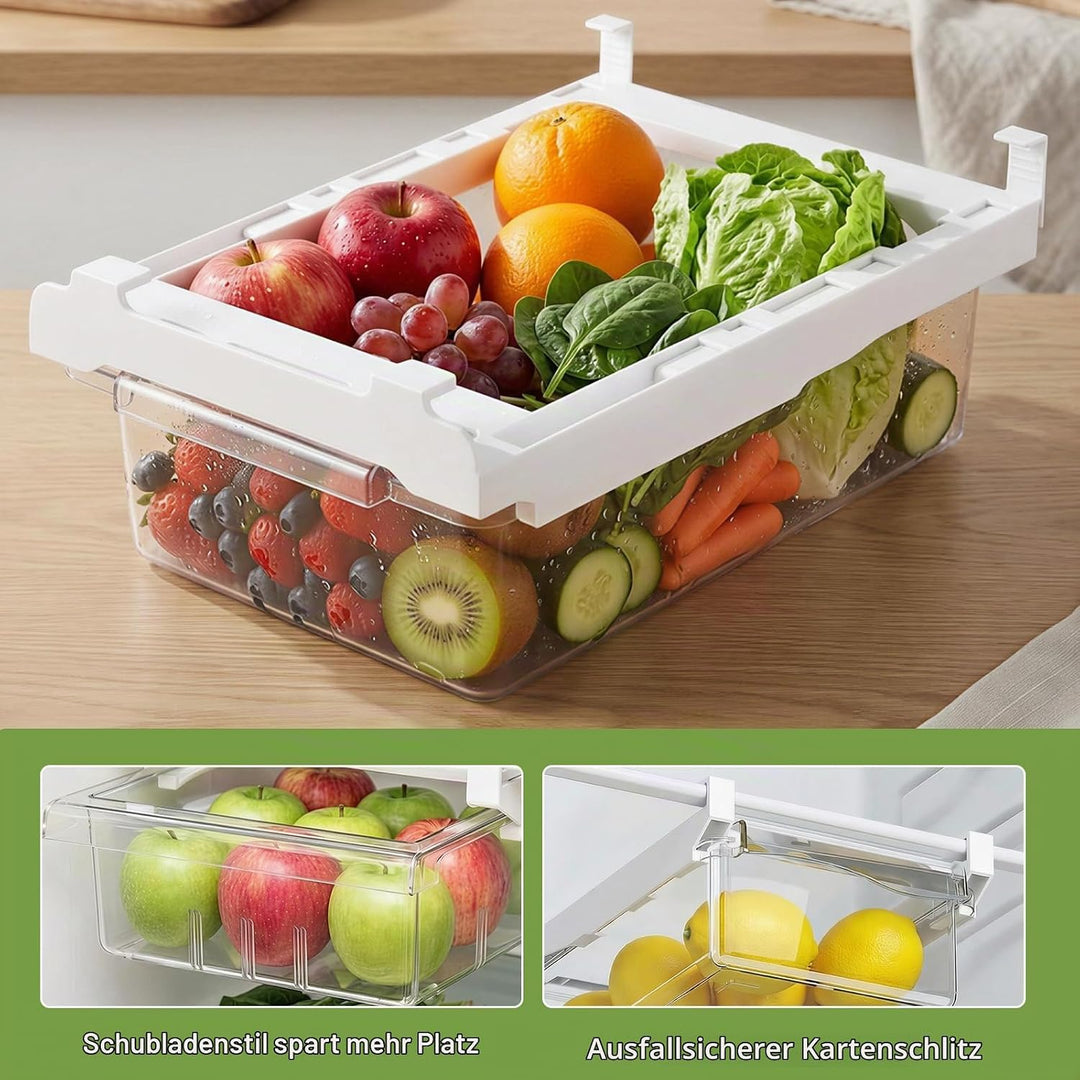 2er-Pack Kühlschrank-Organizer Schublade,Aufbewahrungs Schubladen Stapelbare,Herausziehbares Regal a