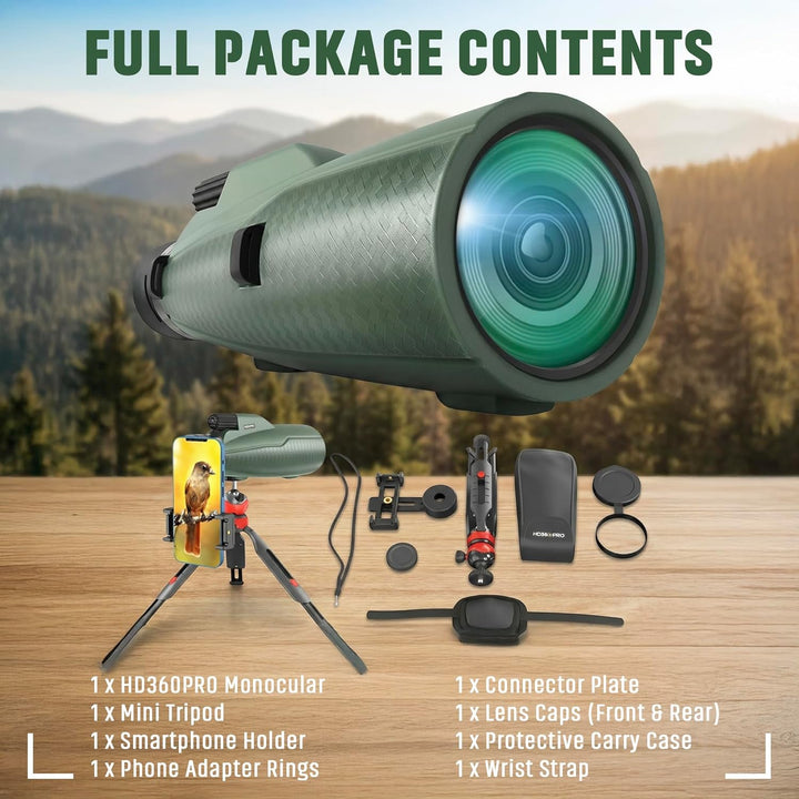 Monokular Teleskop 12X50 Outdoor Teleskop mit Smartphone Adapter für Sternenbeobachtung, Vogelbeobac