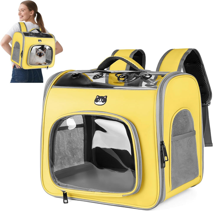 ALLSOPETS Katzenrucksack Faltbar Haustierrucksack mit Frontöffnung und Atmungsaktives Netzfenster Hu