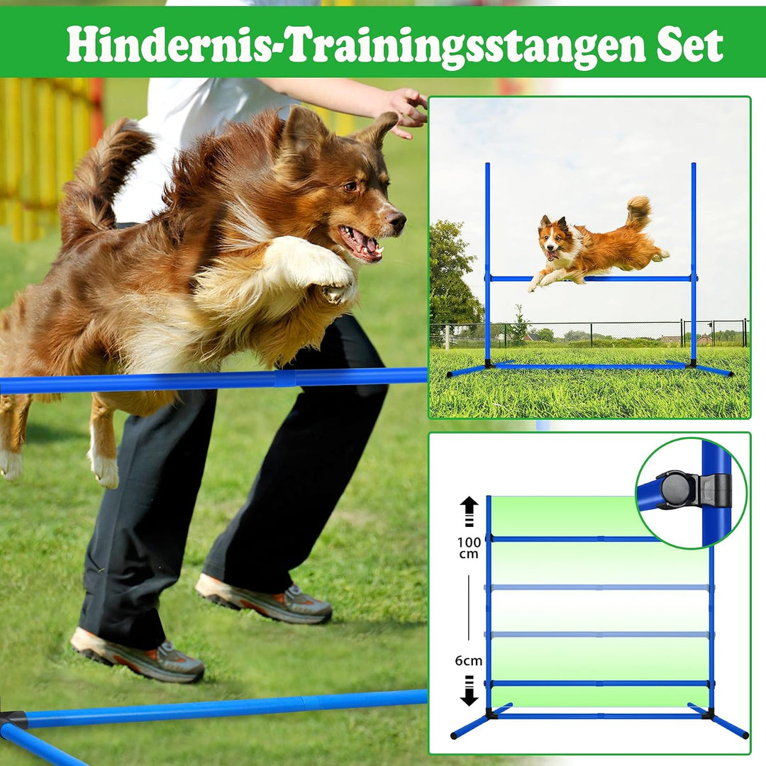 SUBTLETY 4 Stück Hürdenset Einstellbar Slalomstangen mit Tragtasche, Kunststoff Agility Ausrüstung f