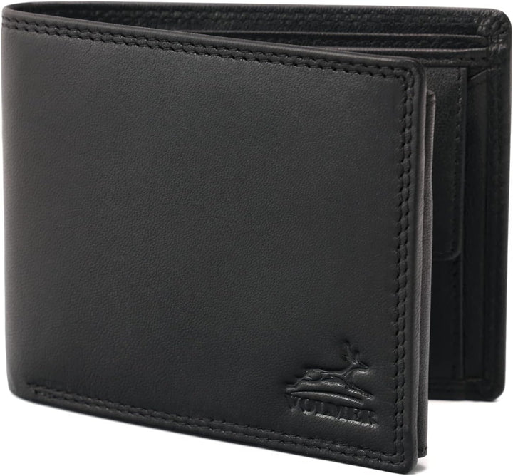 Fa.Volmer ® Leder Geldbörse Herren - extra-stabile Doppelnaht - 9 Fächer für Kreditkarten - Querform