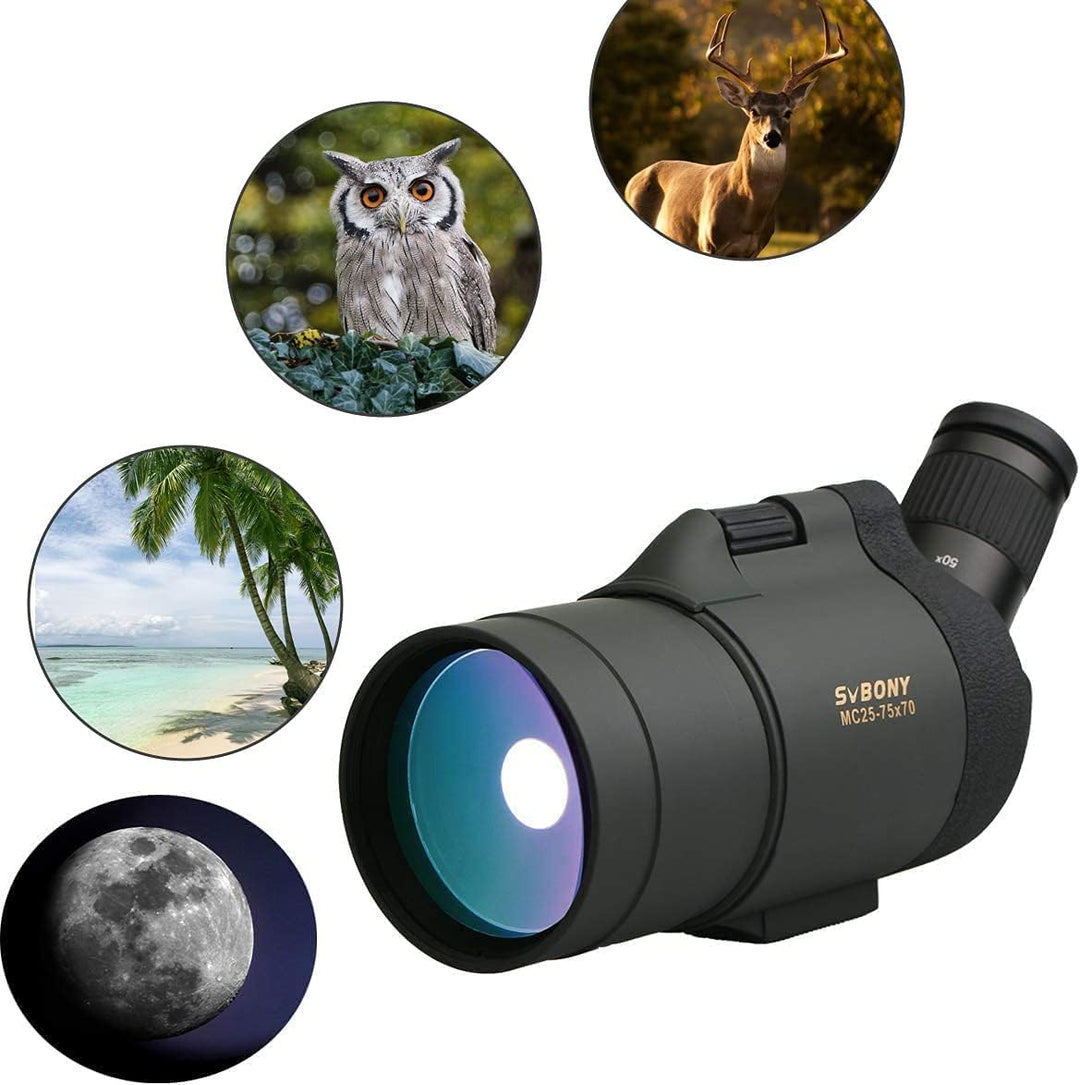 Svbony SV41 Mak Spektiv mit Stativ, Smartphone-Adapter, kabelloser Controller, 25-75 x 70 mm abgewin
