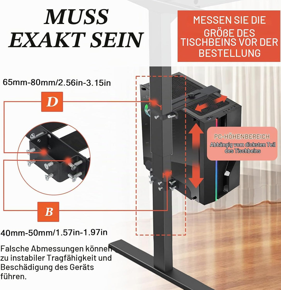 PC Halterung Unter Schreibtisch, PC Wandhalterung für Meisten Computergehäuse, Heavy Duty Computerge