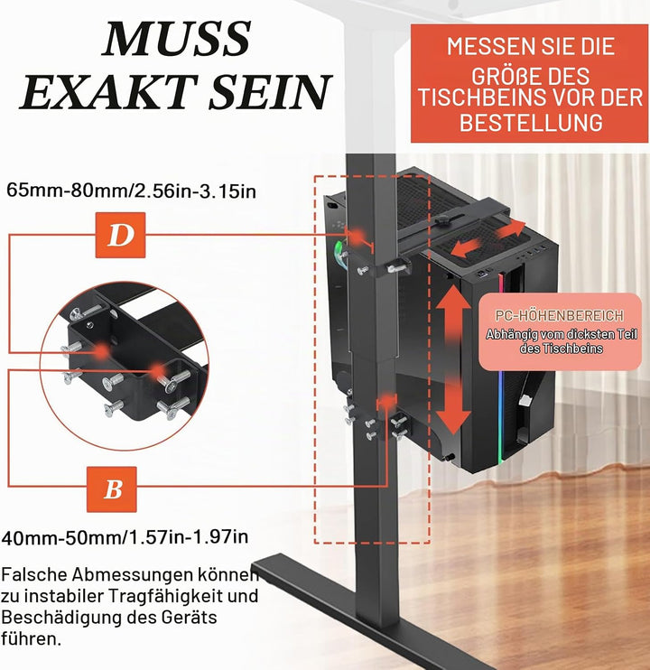 PC Halterung Unter Schreibtisch, PC Wandhalterung für Meisten Computergehäuse, Heavy Duty Computerge
