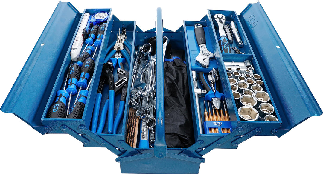 BGS 3340 | Metall-Werkzeugkasten inkl. Werkzeug-Sortiment | 137-tlg. leer | 5-Fächer, 530 x 200 x 20