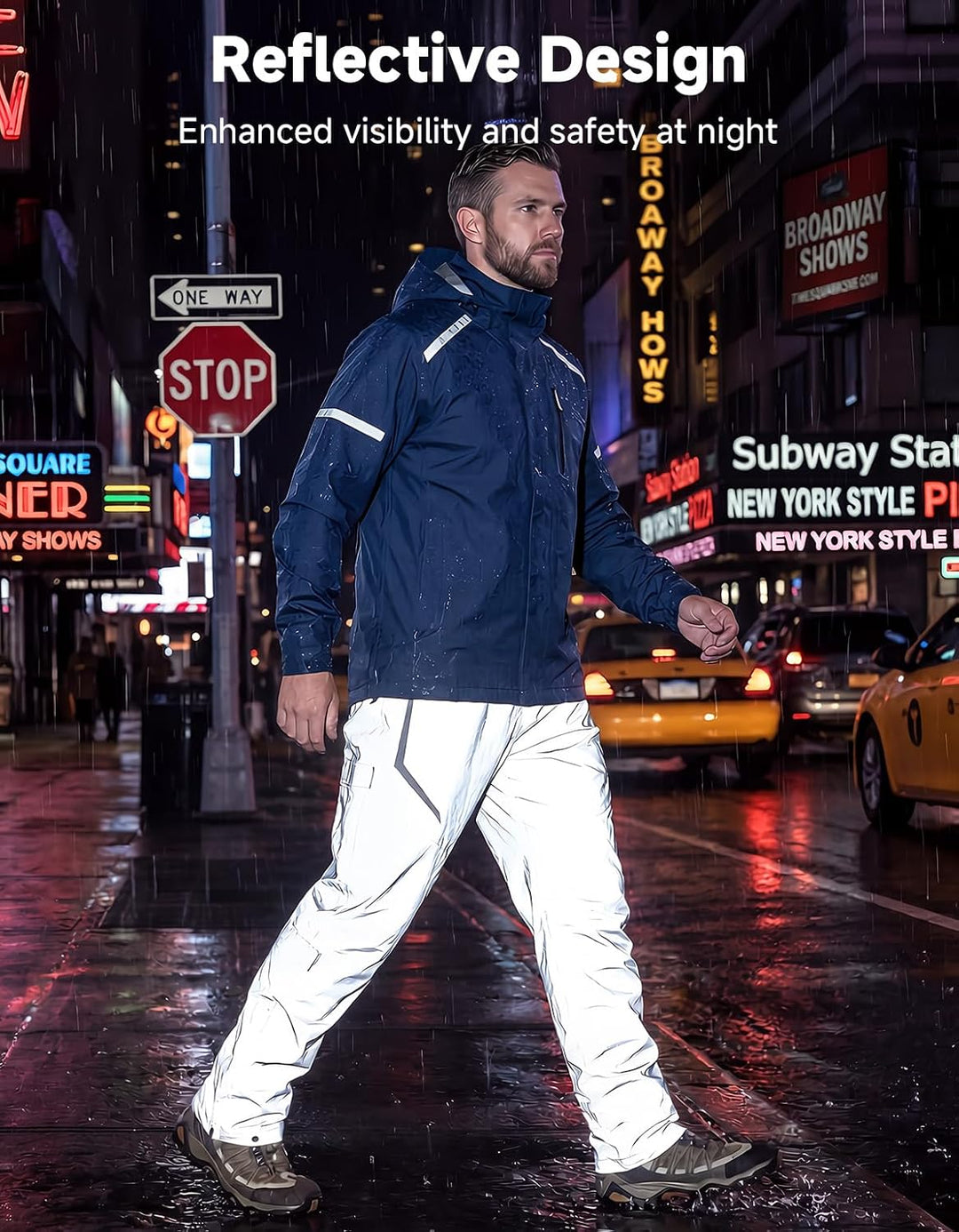 KEMIMOTO wasserdichte Regenhose für Herren, Leichte Winddichte Wanderhose mit Transportbeutel, Fahrr