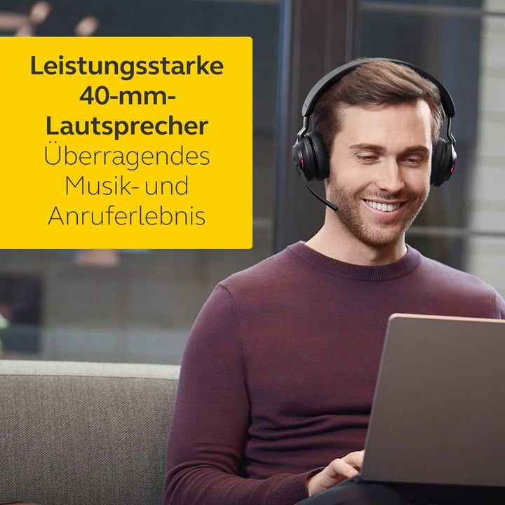 Jabra Evolve2 65 Wireless PC Headset – Noise Cancelling Microsoft Teams Certified Stereo Headphones