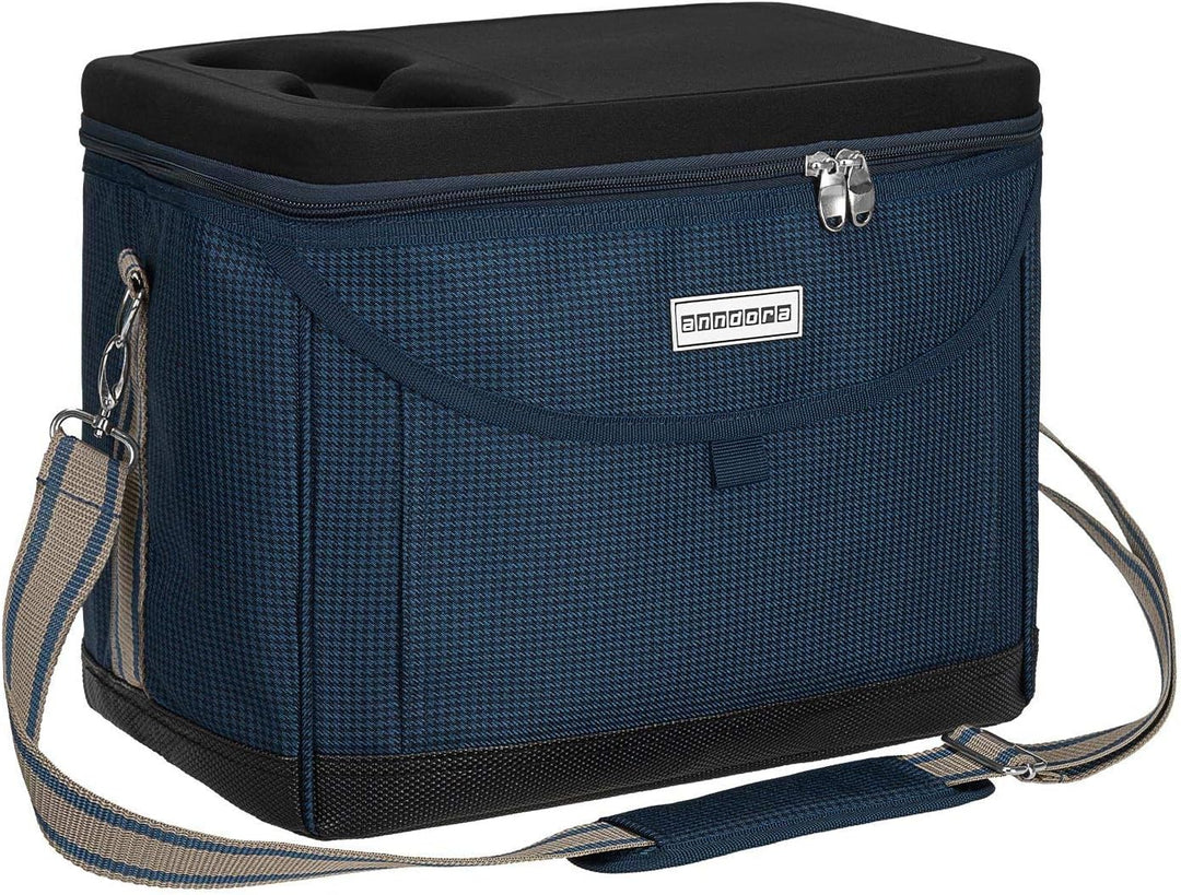 anndora Kühltasche 22 L Picknick Kühlbox 35 x 24 x 27 cm - Farbauswahl, Blau Hahnentritt