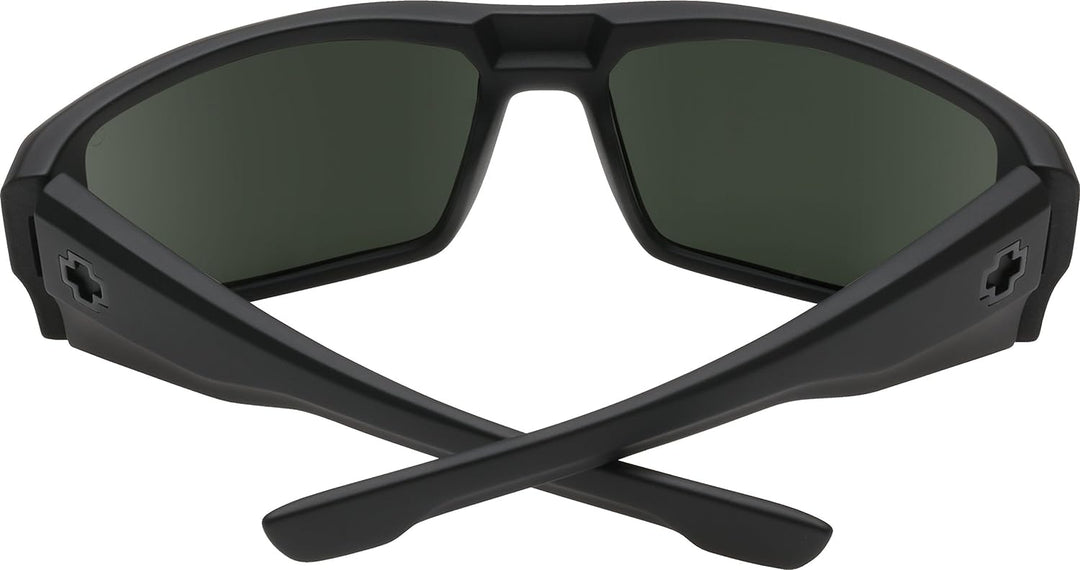 Spy Optic Dirk Polarized Wrap Sunglasses, Soft Matte Black/Happy Gray/Green Polar, 64 mm