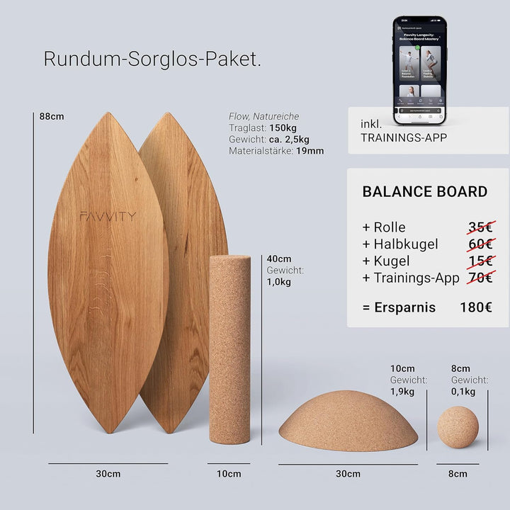 Balance Board aus Eichenholz [Handgefertigt in Deutschland] FSC-zertifizierter Gleichgewichtstrainer