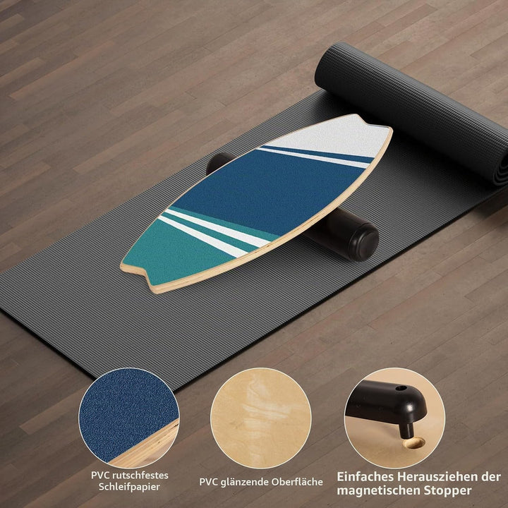 Leogreen Balance Board aus Holz in Surfboard, 7-in-1 Surfin Balanceboards Erwachsene Gleichgewichtst