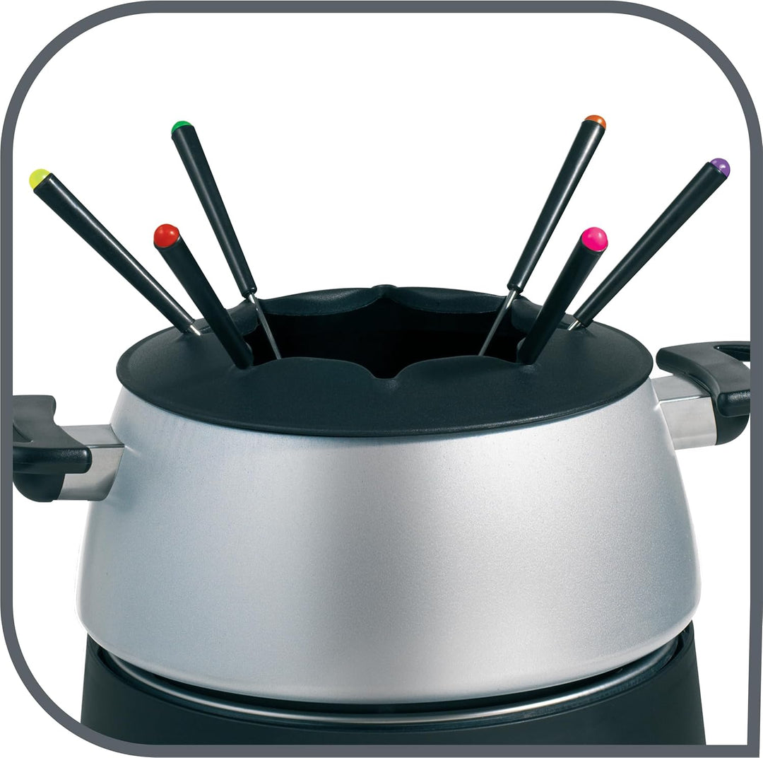 Tefal EF3000 Base Ronde Fondue | 1,200 Watt | mit sechs Gabeln | Für jede Fondueart: Öl, Käse, Schok