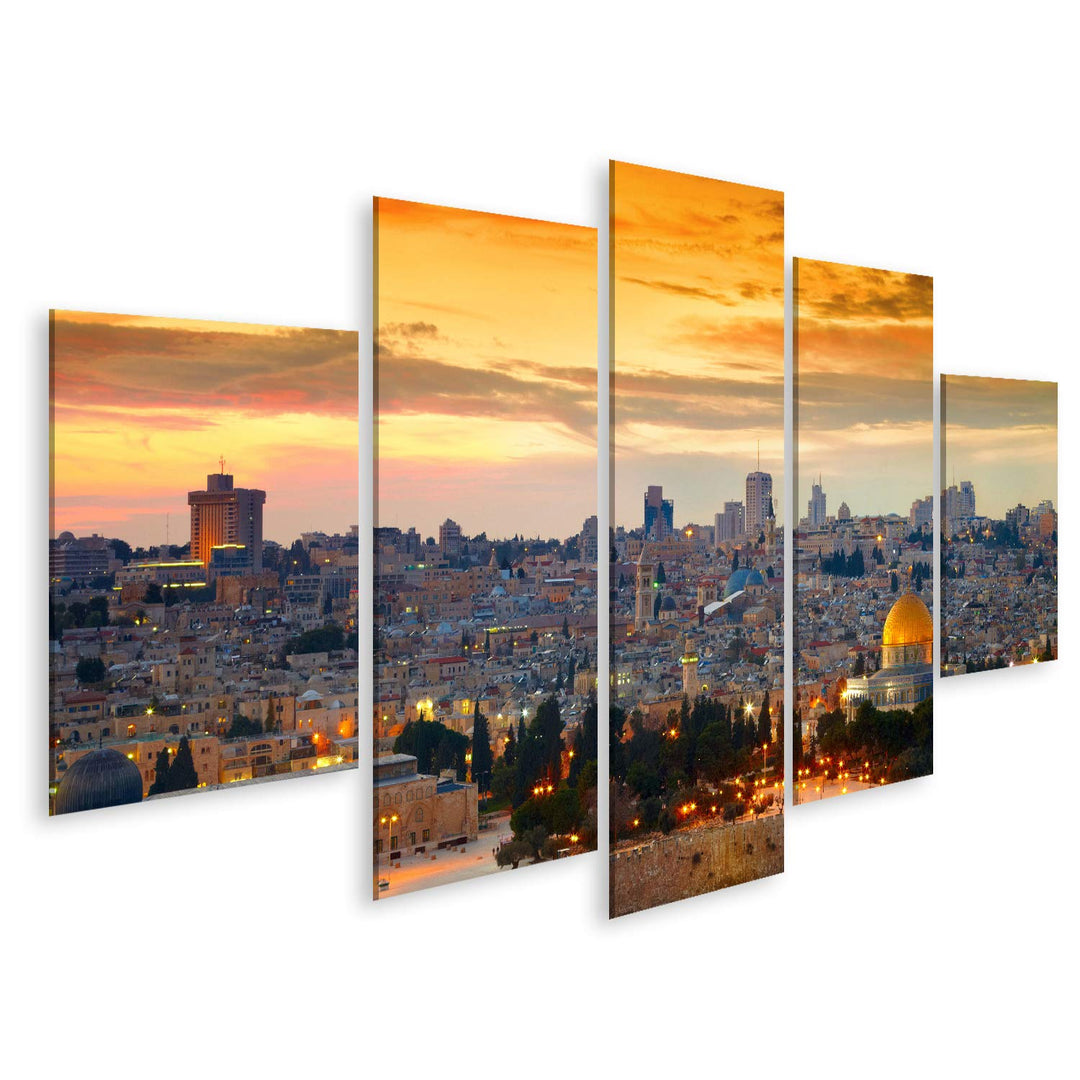 Bild Bilder auf Leinwand Panorama der Jerusalemer Altstadt Israel Wandbild Poster Leinwandbild SWR 1