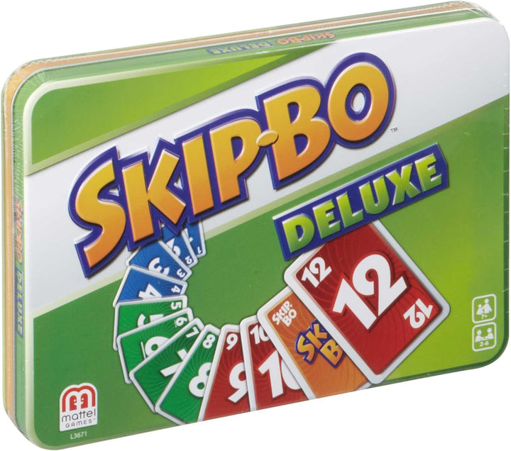 Mattel Games Skip-BO Deluxe, in Metallbox, Kartenspiele für die Familie, Perfekt als Kinderspiel, Re