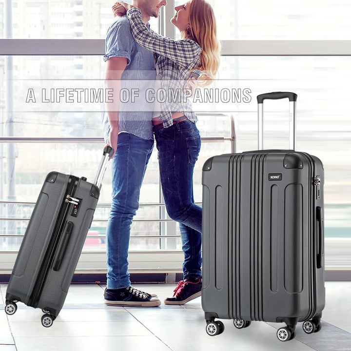 KONO Trolley Handgepäck Koffer 55x35x20cm Rollkoffer Reisekoffer mit 4 Rollen und Schloss (Grau), Gr
