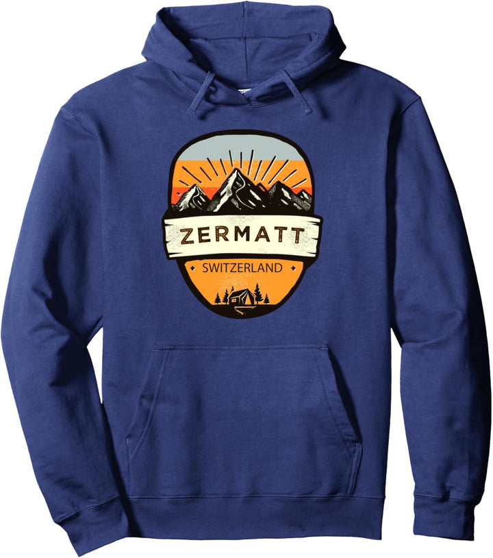 Retro Vintage Zermatt, Switzerland Souvenir Pullover Hoodie