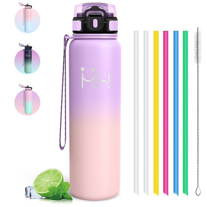Thermosflasche 1l - Trinkflasche Edelstahl - Metall Trinkflasche - 100% Auslaufsichere - Thermosflas