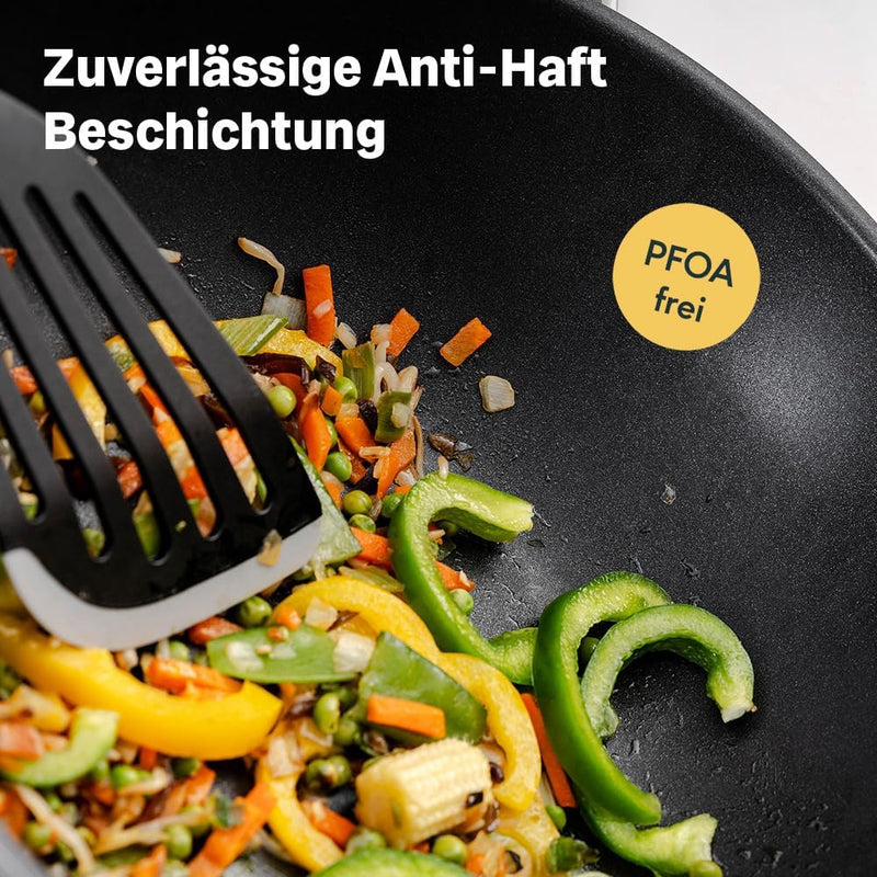 SILBERTHAL Wokpfanne Induktion 28 cm - Edelstahl Wok mit Anti-Haftbeschichtung - Für alle Herdarten