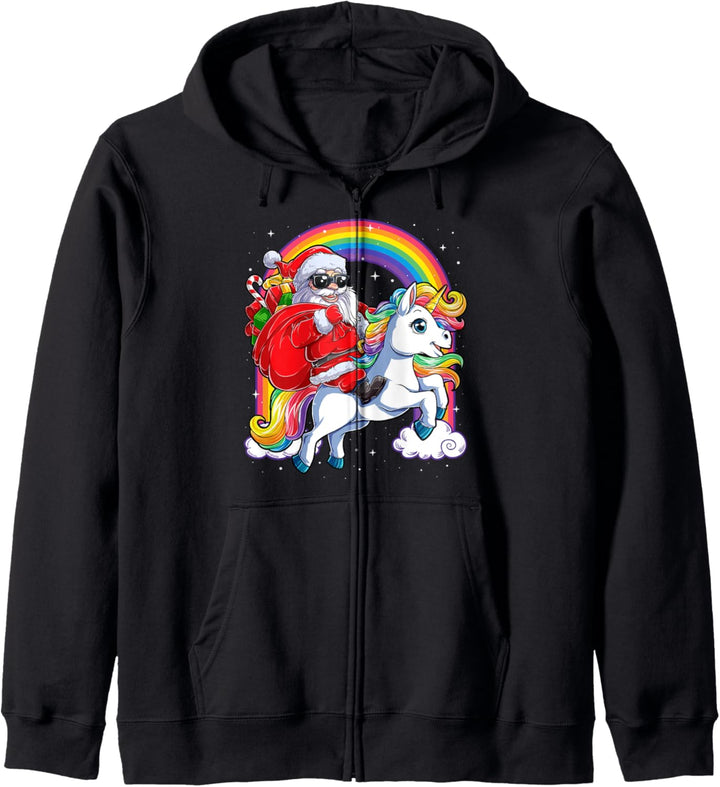 Christmas Santa Riding Unicorn Xmas Gifts Girls Kids Women Kapuzenjacke