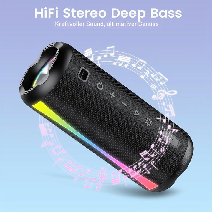 Bluetooth Lautsprecher, Musikbox Bluetooth 5.4 mit RGB Lichter, Bluetooth Box Freisprechfunktion für