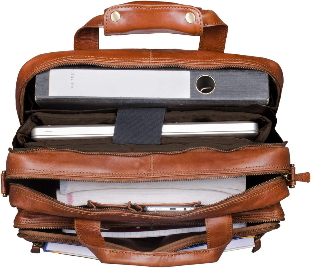 STILORD 'Explorer' Lehrertasche Leder Herren Damen Aktentasche Büro Schulter- oder Umhängetasche für
