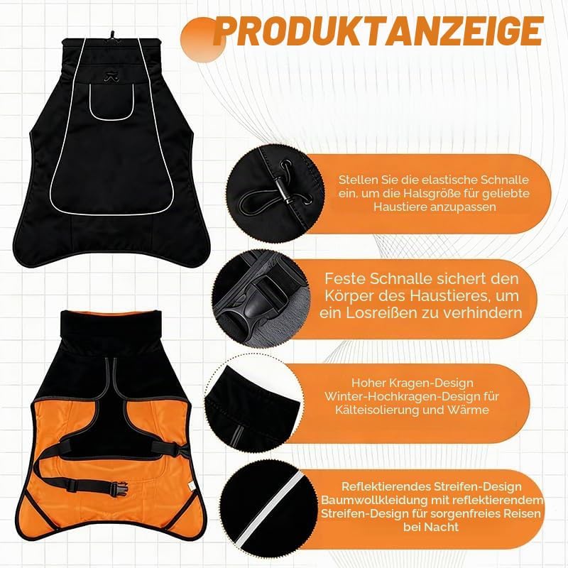 Hunderegenmantel wasserdicht & windfest - Einstellbar für kleine, mittelgrosse, grosse Hunde - Leich