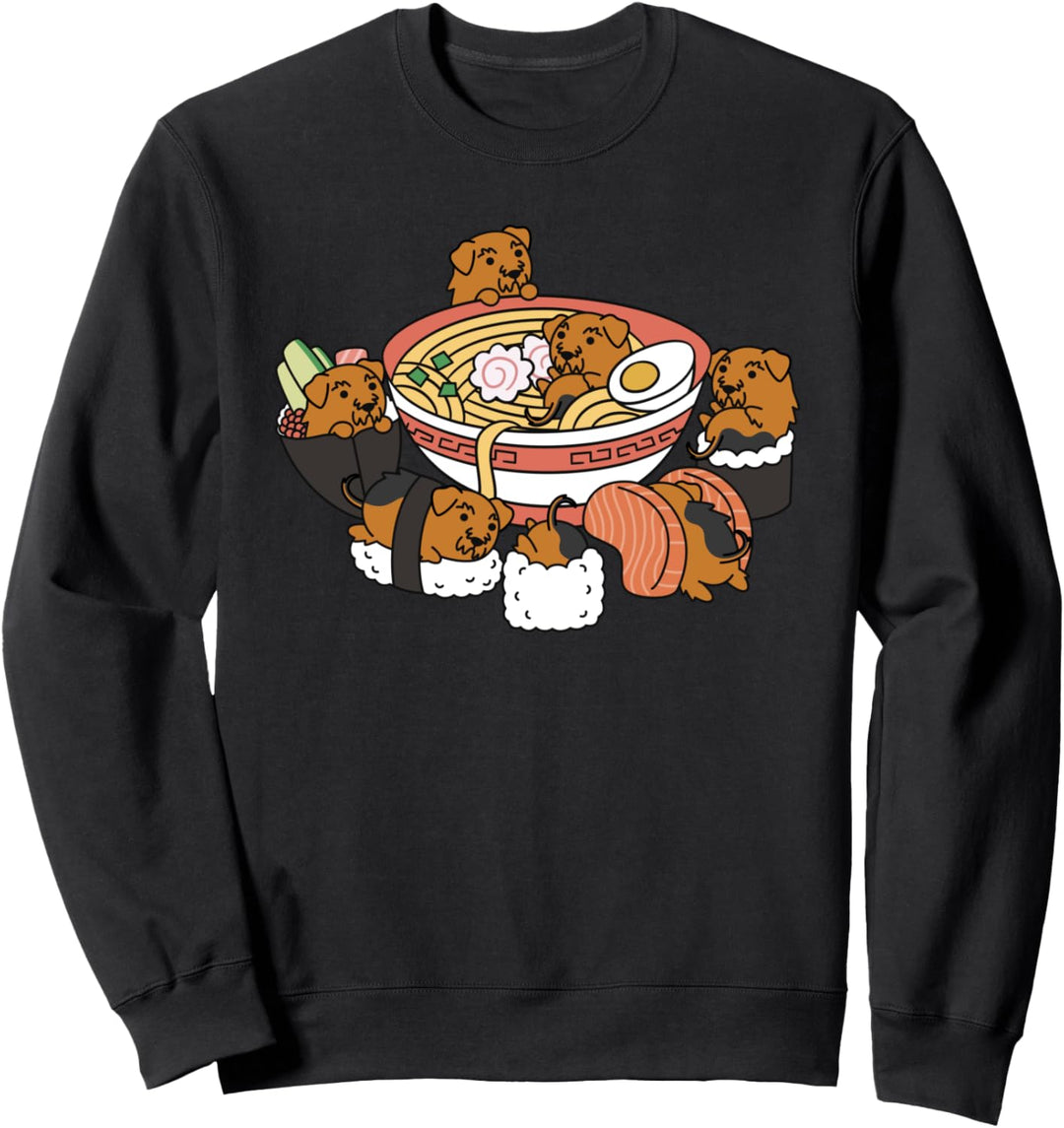 Ramen Sushi Airedale Terrier Hund Sweatshirt