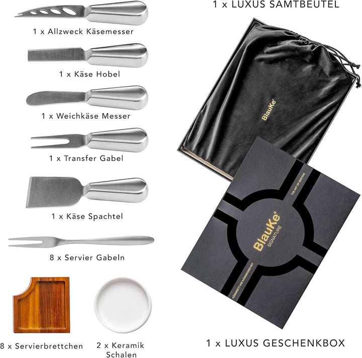 Käsebrett mit Käsemesser Set für Grosse Gruppen – Akazienholz Servierbrett, EIN Upgrade von Bambus C