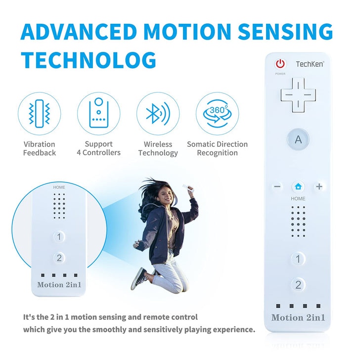 TechKen Controller für Wii mit Motion Plus und Wii Nunchuck Controller Wii Fernbedienung Nunchuk Kon
