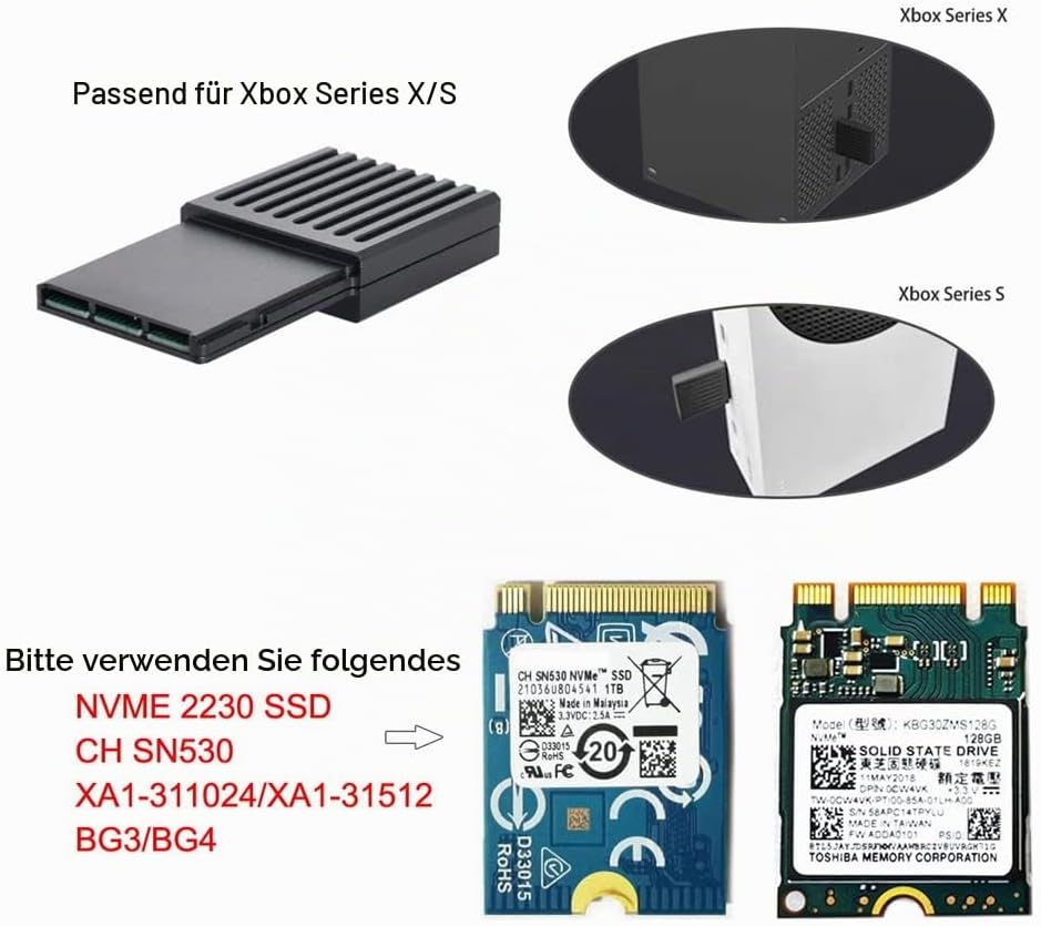 NFHK CF-Express Type-B to M.2 NVMe 2230 M-Key Adapter CFE for Xbox Series X&amp;S CH SN530 SSD PCIe4.0 E