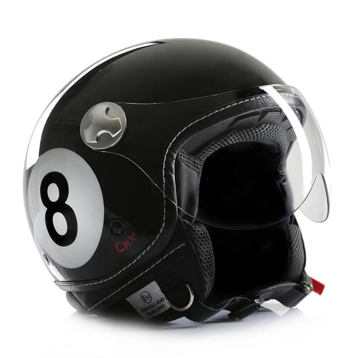 Motorradhelm Jethelm Chopperhelm Cafe Racer CMX Eightball 8Ball schwarz XL