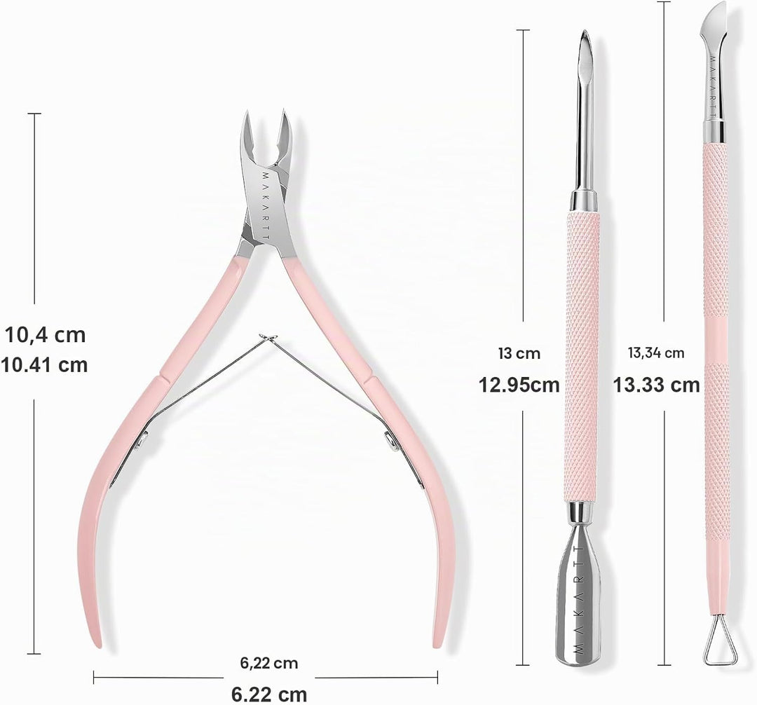 Makartt Nagelhaut Trimmer mit Nagelhautschieber, 3 PCS Rosa Zangen Nagelhaut Professionelle Pediküre