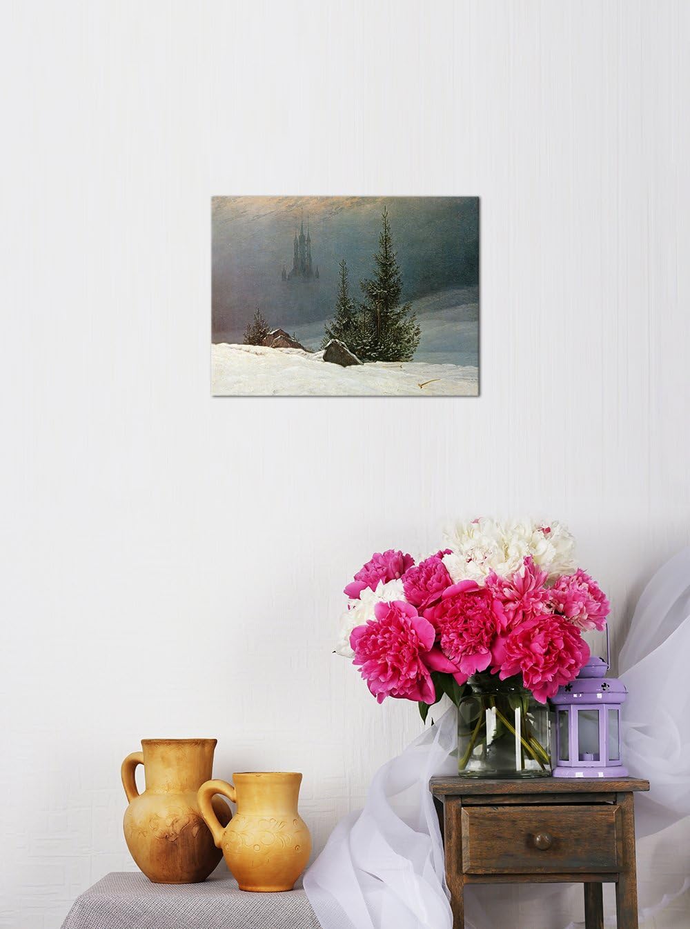 Bilderdepot24 Bild auf Leinwand | Caspar David Friedrich Winterlandschaft mit Kirche in 80x60 cm als