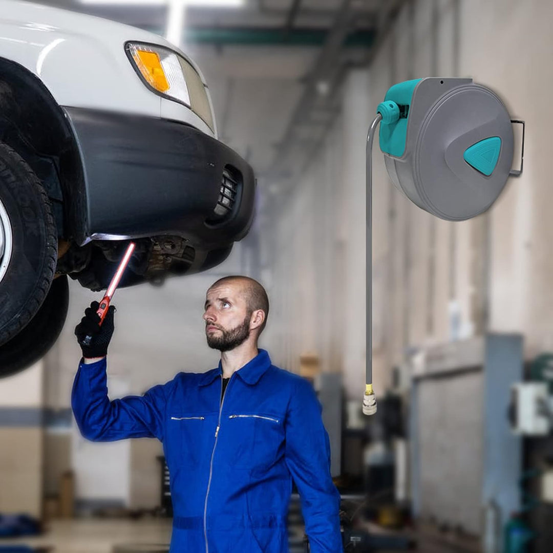 HENGMEI 10m Druckluftschlauch Druckluft Schlauchtrommel 1/4" Trommel Wandschlauchhalter Aufroller au