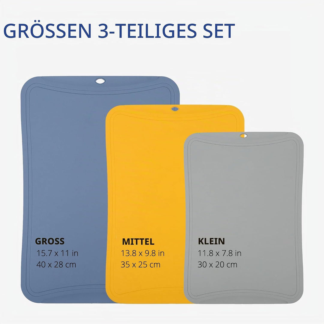 BLUE GINKGO TPU-Schneidematten [3er-Set] – Flexible, messerfreundliche und langlebige Küchen-Schneid