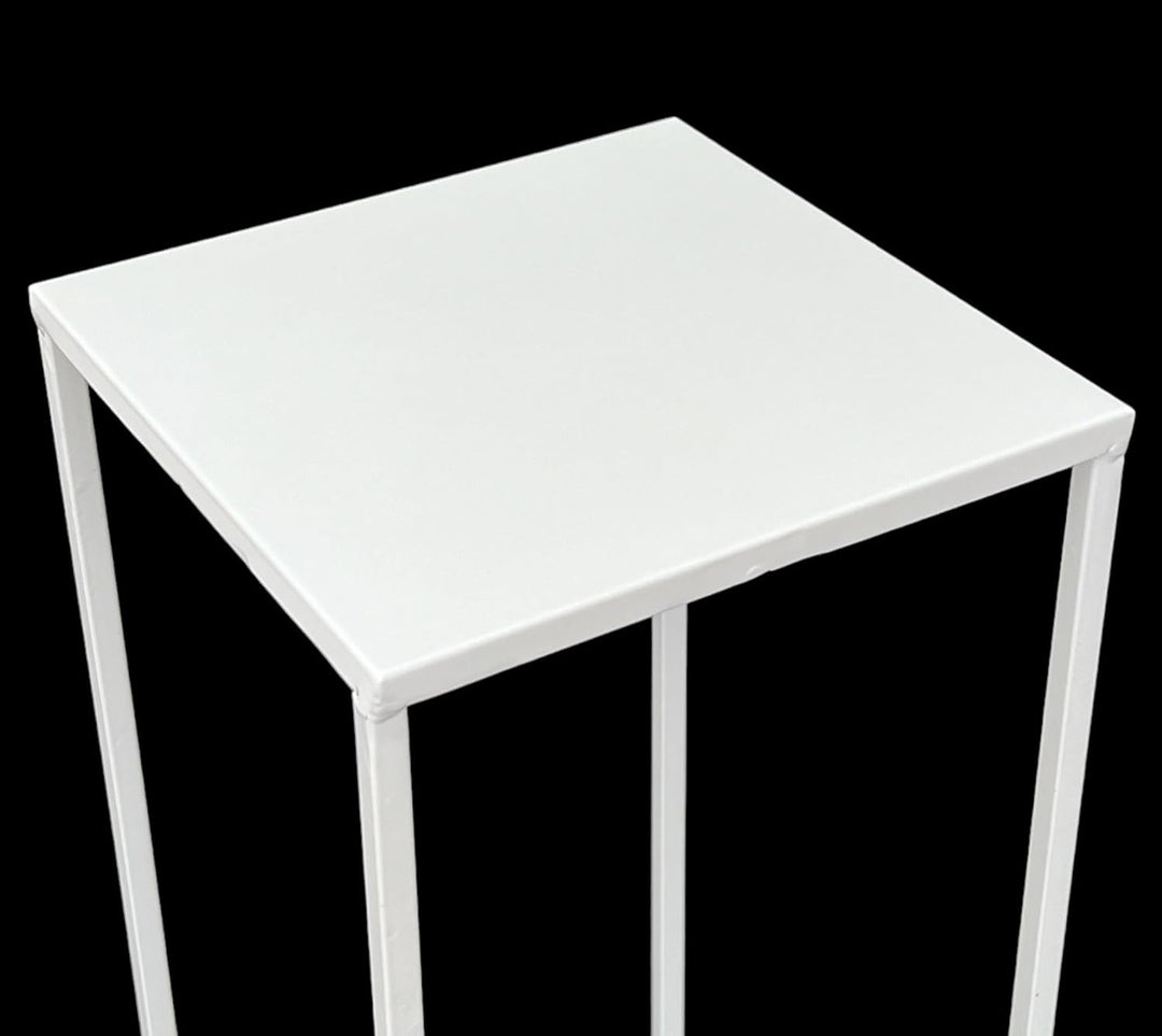 DanDiBo Blumenhocker Metall Weiss Eckig 50 - 70 cm Blumenständer Beistelltisch 96482 Blumensäule Mod