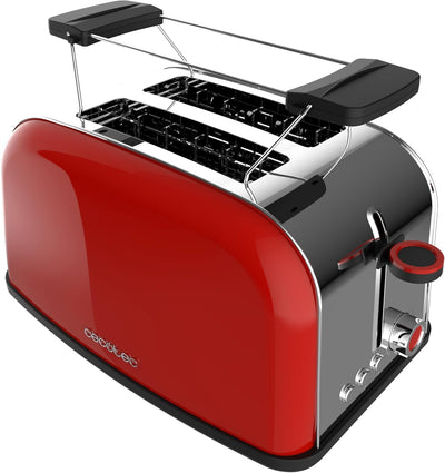 Cecotec Vertikaler Toaster Toastin' time 850 Red, 850W, Doppelter Kurzschlitz und breiter Schlitz vo