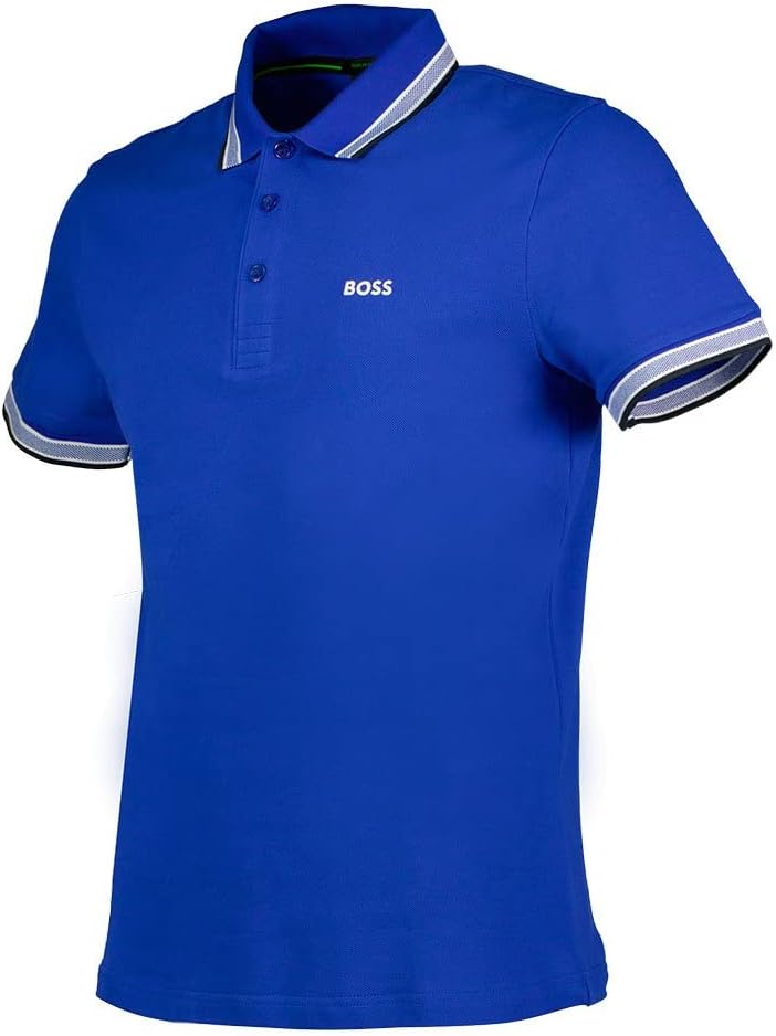 BOSS Herren Paddy Poloshirt aus Bio-Baumwolle mit Logo M Bright Blue433, M Bright Blue433