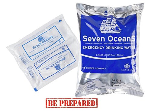 Nahezu unzerstörbare Trinkwasserkonserve im super Surivalpack, Seven Oceans, Emergency Drinking Wate