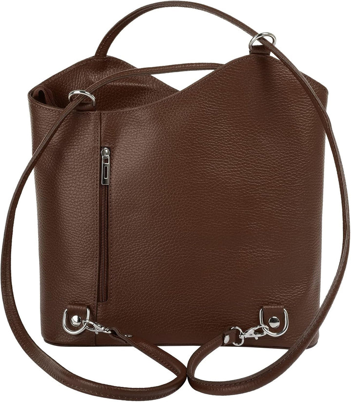 Cluty Shopper Rucksack Kombination Echt Leder Damen | Made in Italy, 2in1 Shopper, Handtasche zum Um