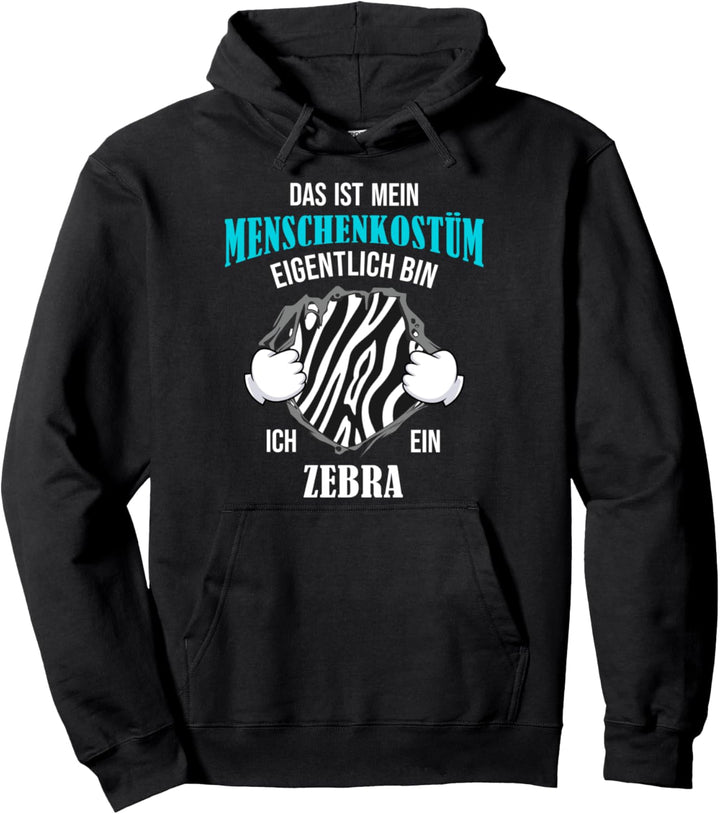 Zebra im Menschenkostüm lustiges Halloween Karneval Kostüm Pullover Hoodie