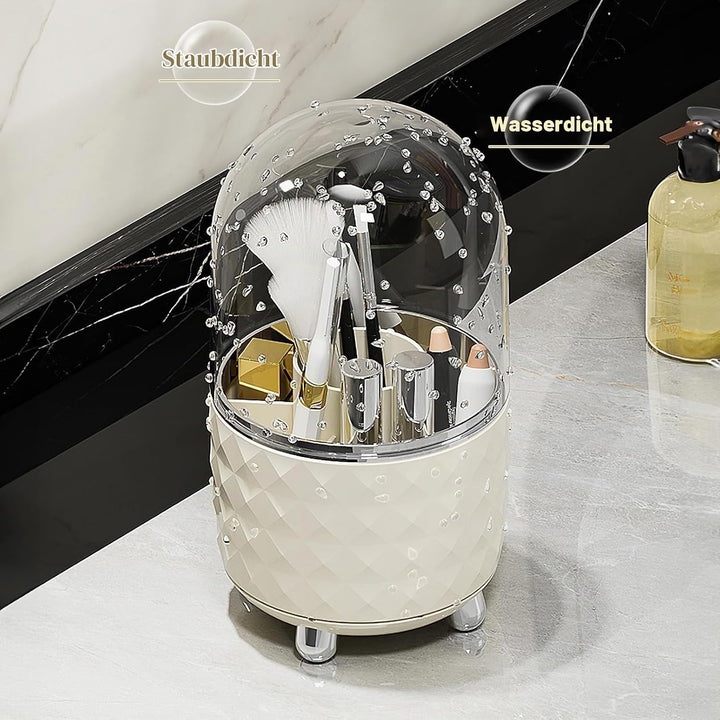 Makeup Brush Holder Organizer 360°Drehbarer Pinsel Organizer mit Deckel Staubdicht Kosmetik Make Up