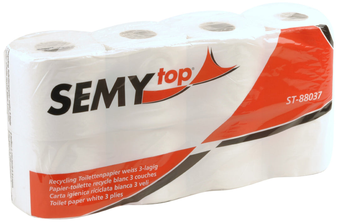 Semy Top Toilettenpapier 3 lagig 250 Blatt Recycling weiss, 7er Pack (7 x 8 Stück)