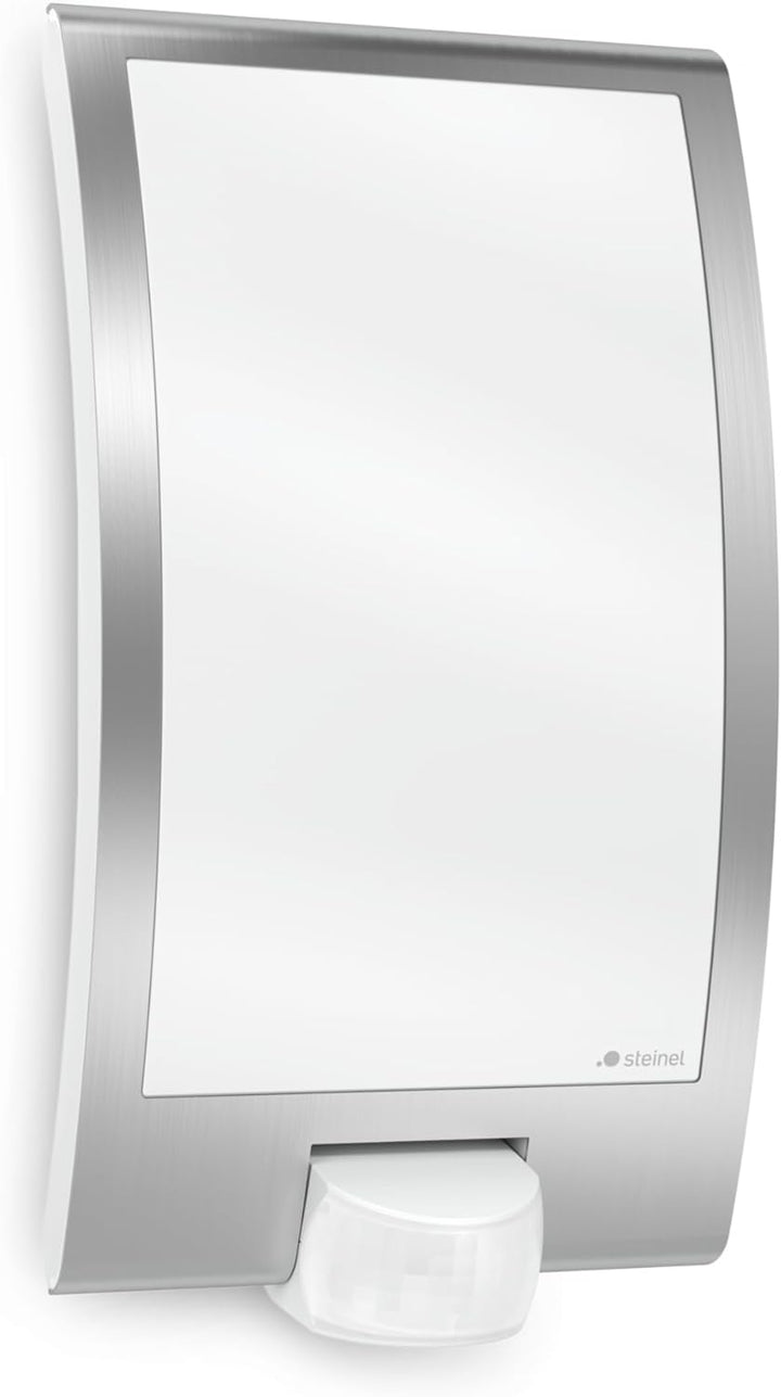 Steinel Aussenleuchte L 22 S Wandlampe, 180° Bewegungsmelder, schwenkbar, 10 m Reichweite, Edelstahl