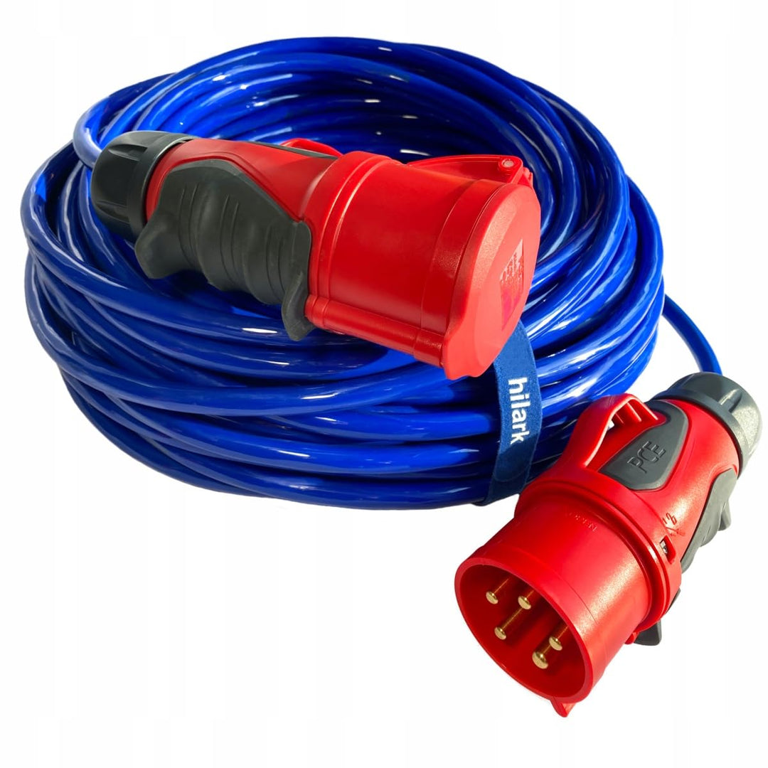 HILARK Verlängerungskabel H07BQ-F 5x2,5 16A IP44 Pur Grip 10m Blau 10 meter 5g2,5 mm2 16A Blau, 10 m