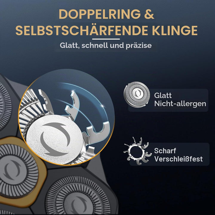 Glatzen Rasierer Herren elektrisch, Kibiy Kopfrasierer für Glatze, IPX7 Wasserdichter Kopfrasierer f