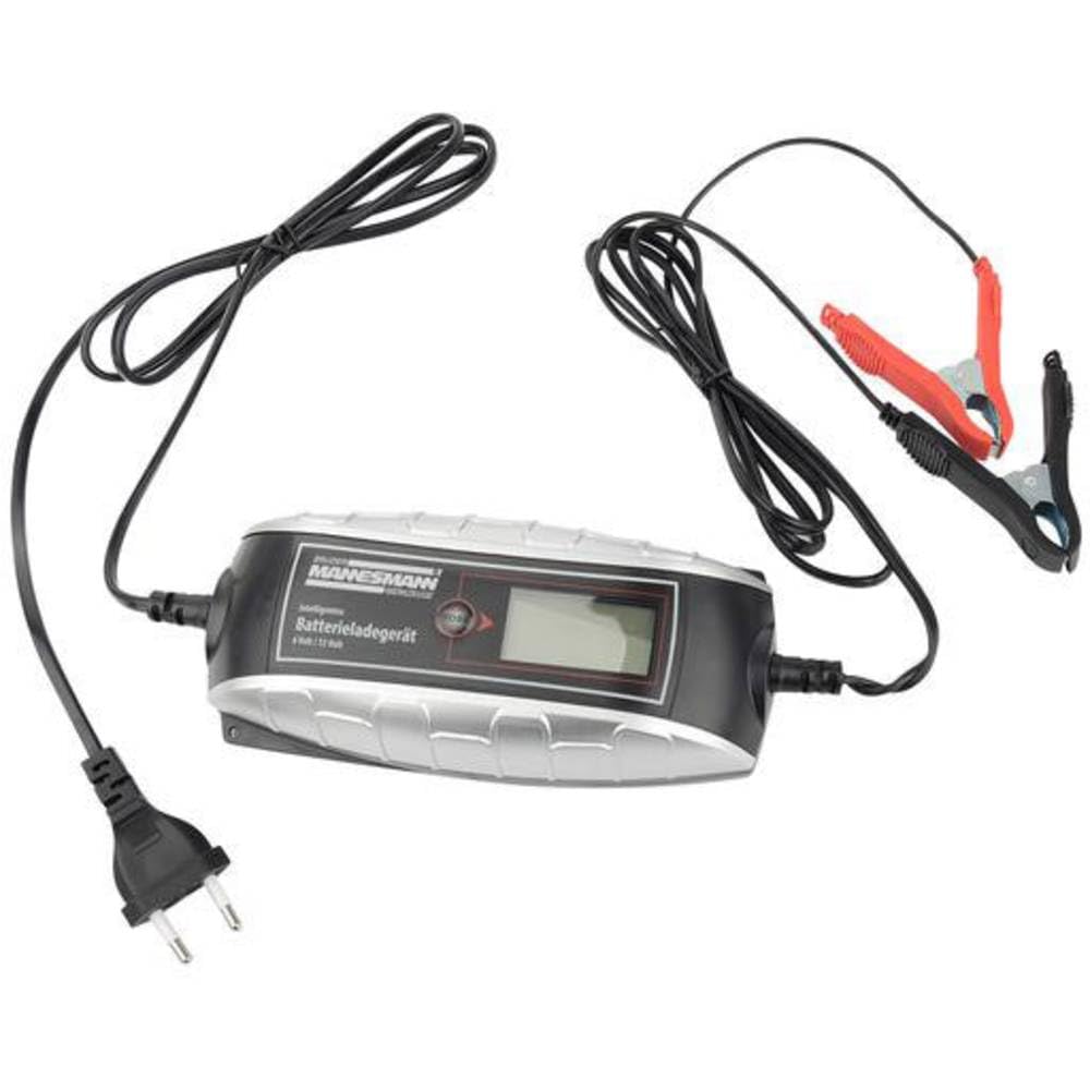 Brüder Mannesmann Batterieladegerät, automatisches 7-Stufen-Ladegerät für 6 V/12 V mit LCD-Display,