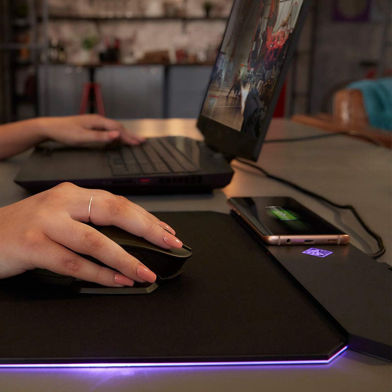 OMEN Outpost Gaming Mauspad (kabelgebunden, Wireless QI Charging, RGB-Beleuchtung) schwarz, 345 x 34